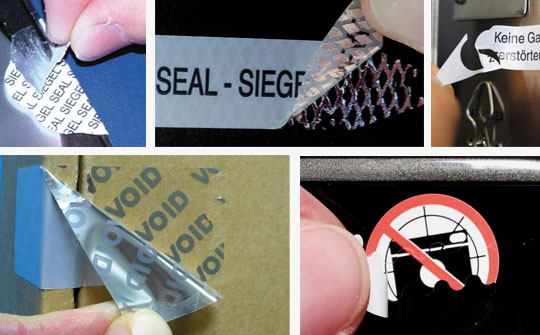 Manipulationssichere, Individuelle Sicherheitssiegel - große Materialauswahl Individuell bedruckte und manipulationsgeschützte Sicherheitsetiketten und Sicherheitssiegel