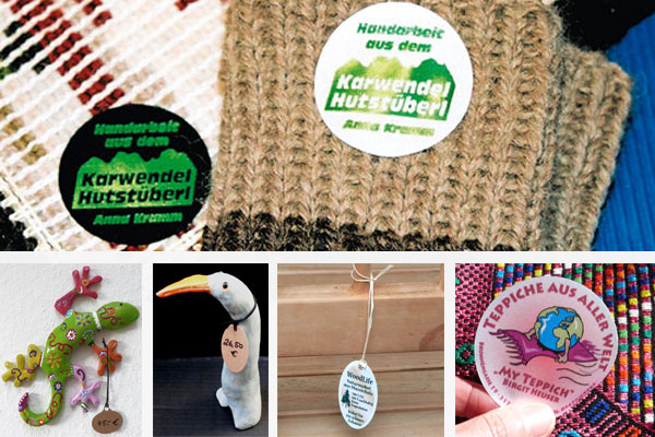 Individuelle Produkt- und Werbeaufkleber für Textilien, Handarbeit, Töpferwaren