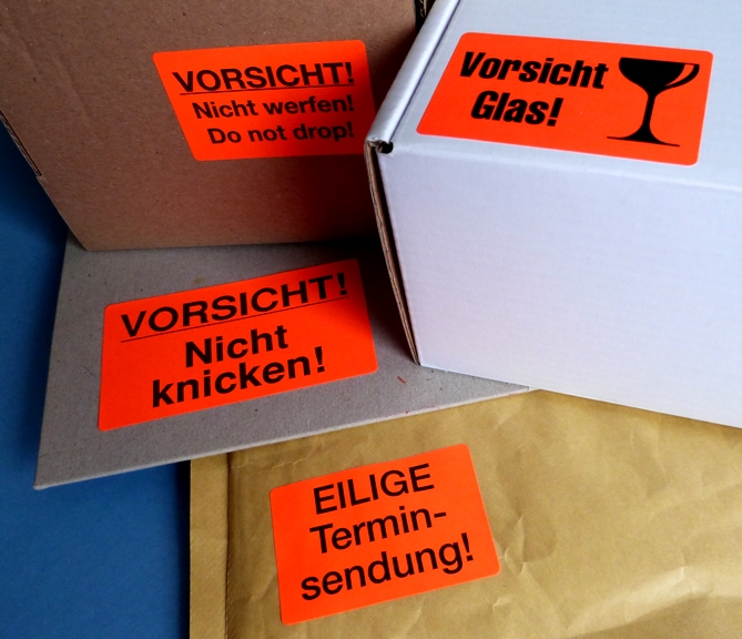 Auffällige Warnetiketten für Versand, Lager und Verpackung Leuchtrot-Warnaufkleber für Pakete, Karton, Umschlage, Lagerware und Versand