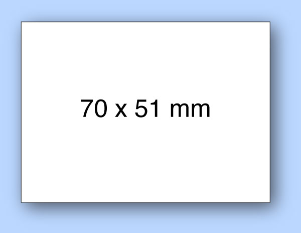 Weißes Papieretikett 70x51mm rechteckig mit spitzen Ecken als Laseretikett auf A4-Bogen