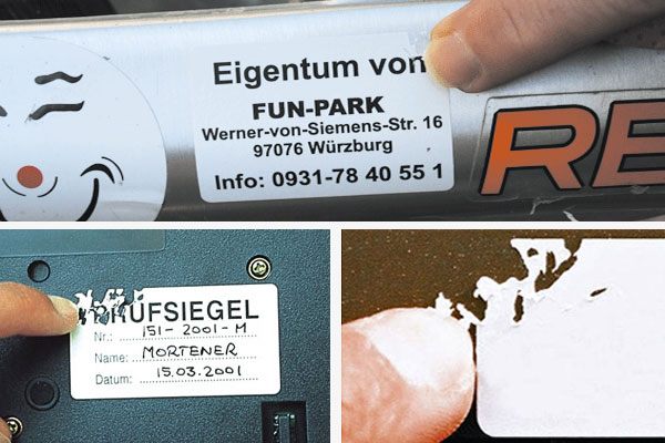PVC-Dokumentenfolie für Sicherheitskennzeichnungen im Außenbereich Manipulationssichere wetterfeste Sicherheitsetiketten aus PVc-Dokumentenfolie für Outdoor-Anwendungen