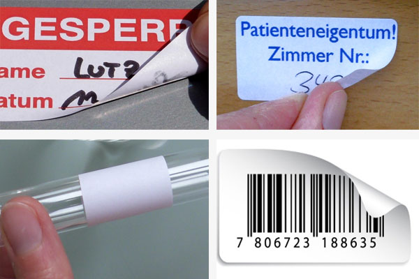 Non-Perm-Etiketten mit individuellem Aufdruck Papieretiketten mit wieder ablösbarem Klebstoff eignen sich für vorübergehendes Kennzeichnen und Beschriften