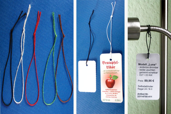 Faden- und Gummischlingen für Hang Tags Faden und Gummischlingen zum einfachen Befestigen von Anhängeetiketten und Schildchen