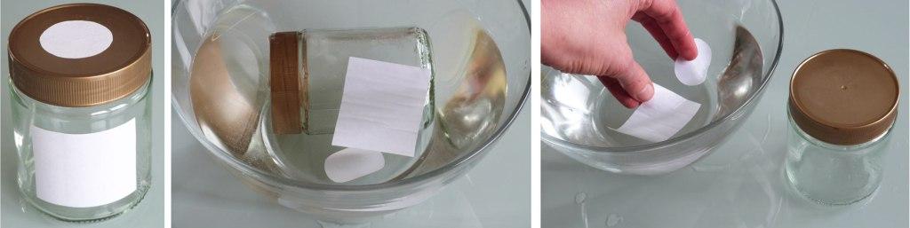 Etiketten mit wasserlöslichem Klebstoff, die sich beim Spülen ablösen