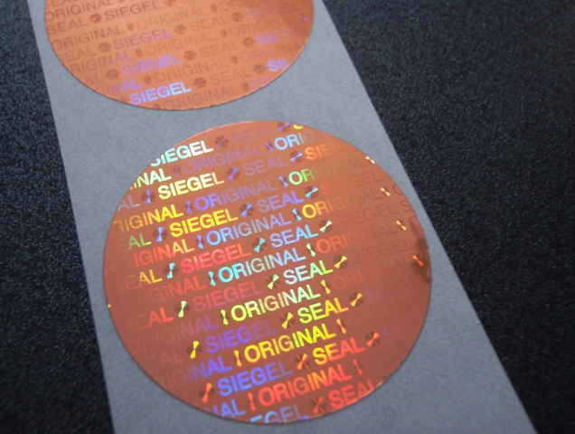 Kupferfarbene Hologramm-Aufkleber mit Hologrammtext Original Siegel