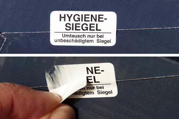 Selbstzerstörendes Siegel für Hygieneverpackungen und topische Produkte im Online-Handel