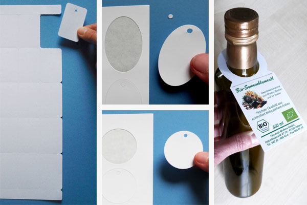Anhängeschildchen aus Kartonmaterial - uf A4-Bogen zum Bedrucken per Laserdrucker