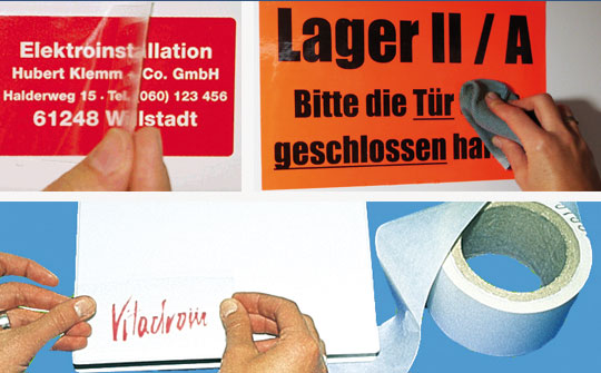 Transparente Schutzetiketten als Laminat zum Bekleben von Etiketten, Schaltern, Schildern