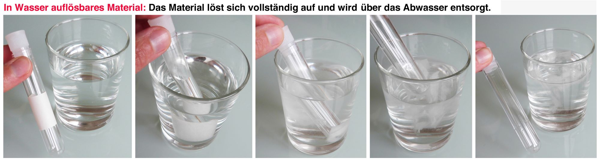 Wash-Off-Labels für Laborgefäße - schnelles und rückstandsfreies Ablösen In Wasser vollständig auflösbare Etiketten lösen sich von Laborgefäßen einfach und sauber ab.