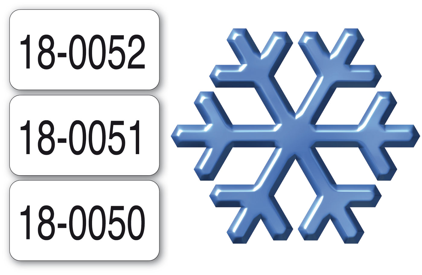 Individuell nummerierte Etiketten mit Tiefkühlklebstoff Tiefkühletiketten aus weißem Papier mit Tiefkühlklebstoff und individueller fortlaufender Nummerierung