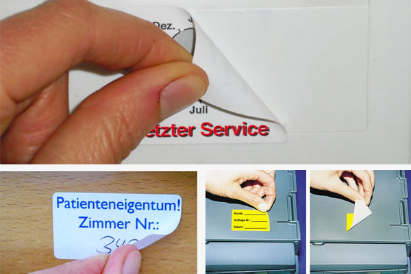 PE wiederablösbar - ideal für temporäre Anwendungen Individuell bedruckte PE-Etiketten mit wieder ablösbarem Klebstoff für temporäre Anwendungen