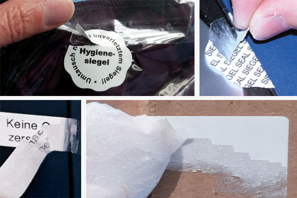 Manipulationssichere Siegel und Sicherheitsetiketten aus Polystyrol, die beim Ablösen zerstört werden