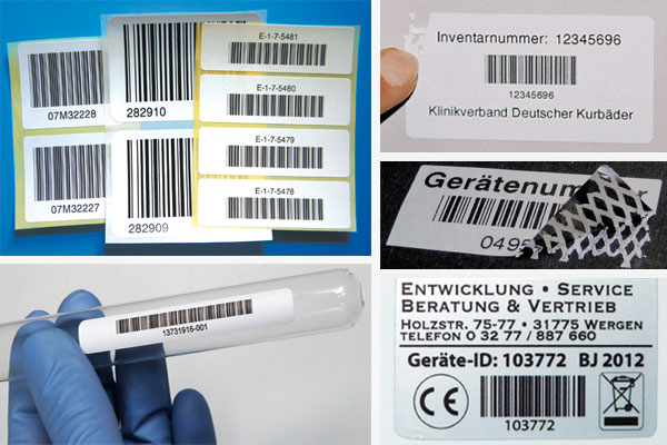 Papier- und Folienetiketten in verschiedenen Formaten mit individuellem Barcode-Druck