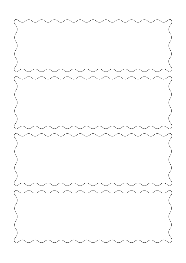 Spezialformat mit Wellenrand für Packpapier-Labels auf A4-Bogen Wellenrand-Etiketten im Format 180 x 60 mm auf A4-Bogen für Laser, Copy, Inkjet