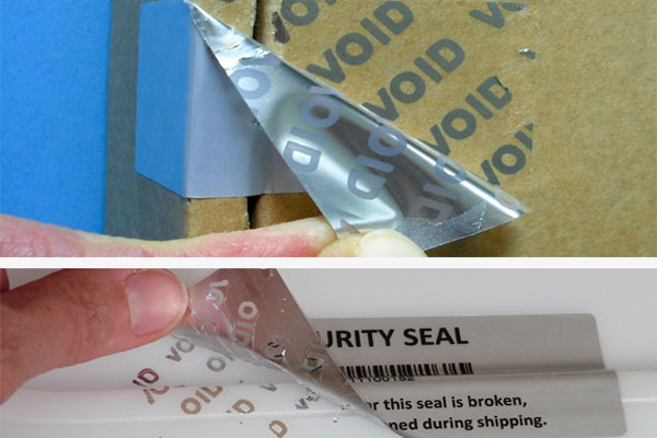 Manipulationssichere Void-Etiketten mit starkem Klebstoff für Verpackungen, Karonagen, schwierige Untergründe