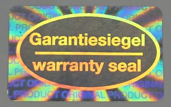 Hologrammaufkleber - Garantiesiegel Warranty Seal als Gewährleistungsetikett auf Geräten, Hardware, Verpackungen
