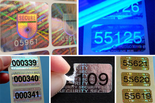 Individuell nummerierte Hologrammetiketten mit gedruckter, gelaserter oder unsichtbarer Sicherheitsnummerierung