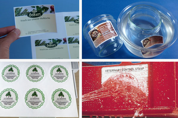 Etiketten aus wasserlöslichen oder tiefkühlbeständigen Materialien