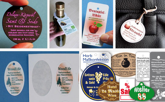 Individuell bedruckte Hang Tags - ein- oder beidsetig Anhängeetiketten mit ein- oder beidseitigem individuellen Aufdruck oder Prägung