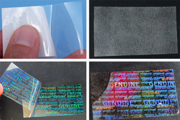 Transparente Hologrammfolie mit verstecktem Invers-Hologramm als manipulationssichere Siegel