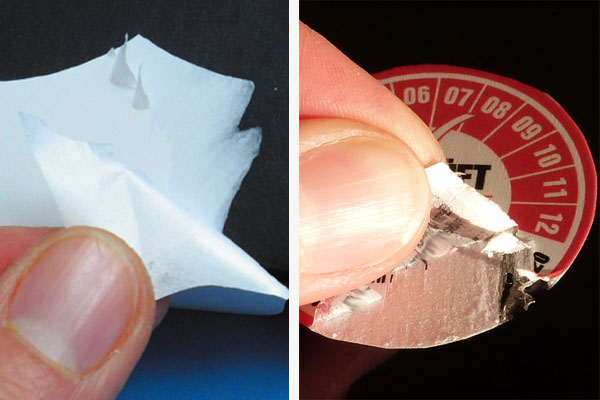 Siegel aus PE-Security-Film sind übertragungssicher Individuelle Prüfsiegel aus manipulationssicherer, selbstzerstörender PE-Security-Folie