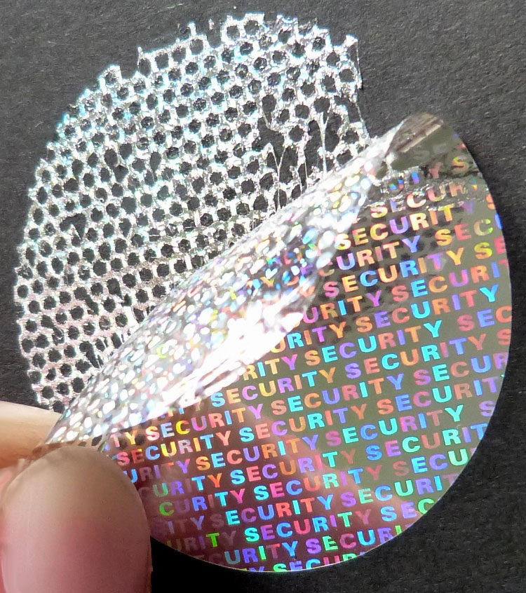 Security-Hologramm-Siegel mit Wabenmuster-Effekt Hologramm-Folie SECURITY mit rückseitigem wabenmuster- Sicherheitseffekt