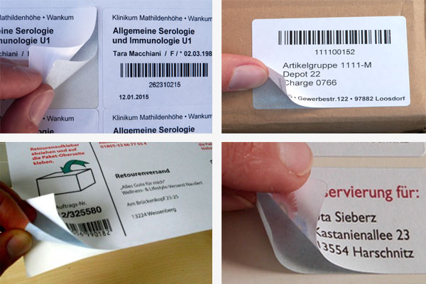Duplex-Etiketten - ideal für Lager, Logistik, Fracht und als Retourenlabel Zweilagige Duplex-Sandwich-Etiketten, bei denen sich das obere Etikett extra abziehen lässt