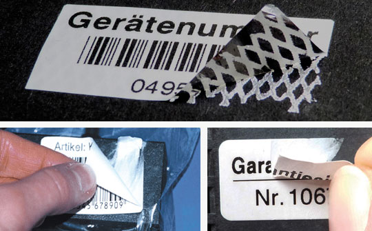 Manipulationssichere Barcode-Aufkleber in jedem Format Individuelle Barcode-Etiketten aus manipulationssicheren Sicherheitsfolien