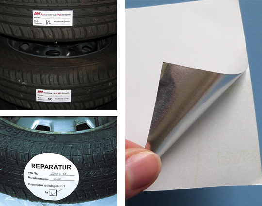 Tyre-Label - Reifenaufkleber - stark haftend für Gummi