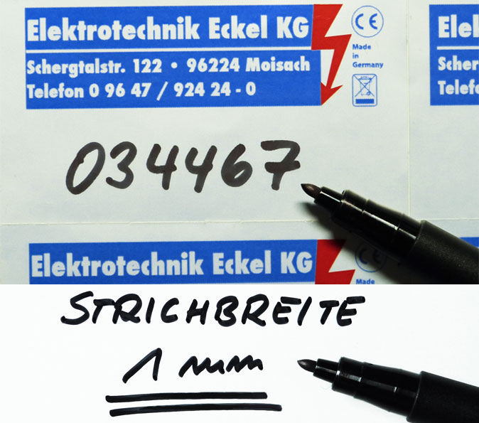 Schwarzer Folienstift mit Strichbreite 1 mm als Etikettenzubehör  zum Beschriften von Folienetiketten und Schildern