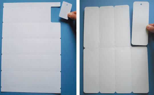 Anhängeetiketten aus Kartonmaterial auf A4-Bogen für Drucker