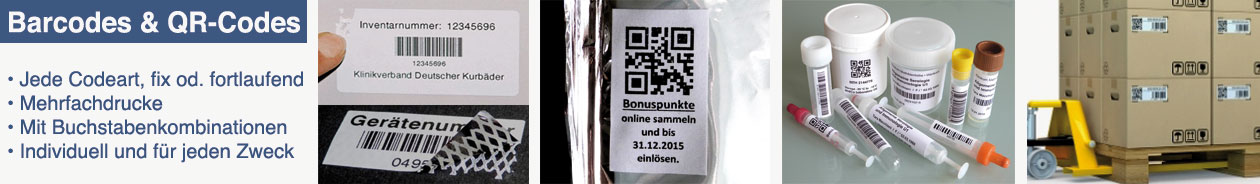 QR- und Barcode-Labels - individuelle Codierung und Nummerierung QR- und Barcodeeiketten mit jeder Art von Strichcode und Nummerierung