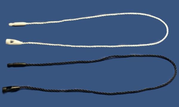 schwarze oder weiße Faden-Schlingen mit Schnellsteckverschluss zum Befestigen von Anhängeetiketten