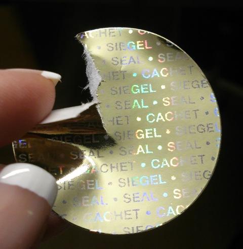 Verschluss-Siegel aus goldenem Hologrammpapier für Verpackungen und Dokumente