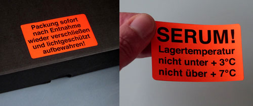 Individuelle Warn- und Hinweisetiketten aus Leuchtrotpapier für Versand, Fracht, Lager und Verpackungen