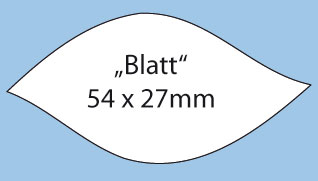 Aufkleber in Blattform 54x27mm Etiketten in Sonderstanzformen wie zum Beispiel Kontur eines spitzen Blattes 54x27mm