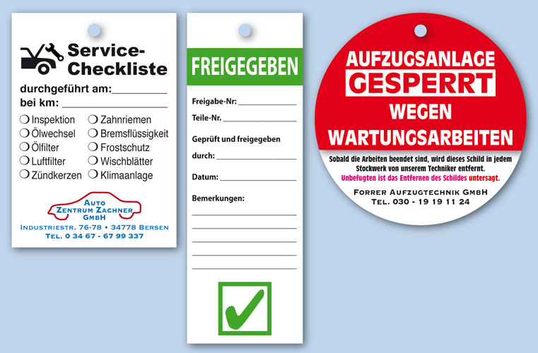 Robuste Anhänger aus Kunststoff mit individuellem Aufdruck Individuell bedruckte rechteckige oder runde Anhängeetiketten aus weißem Kunststoff