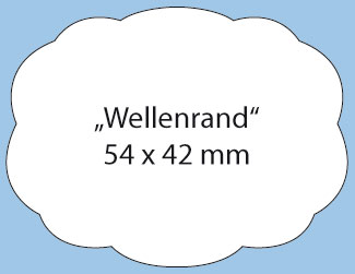 Aufkleber in attraktiver Wellenrandform  Etiketten in Sonderstanzform mit Wellenrand als schmückender Werbeaufkleber