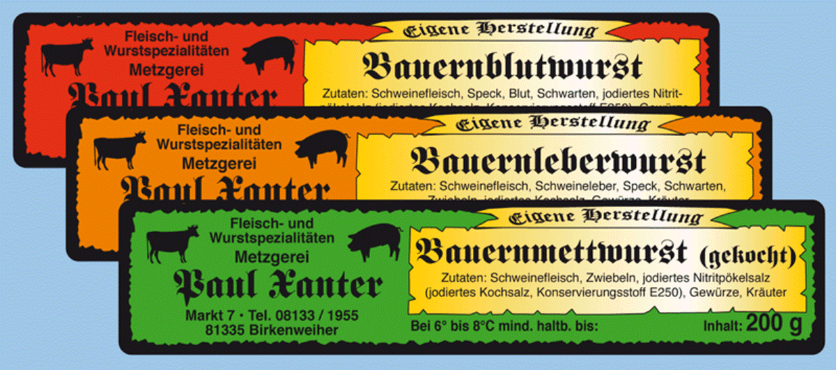 Dosenetiketten in verschiedenen Farben für 200g Dosen Dosenetiketten für 200g Konserven Wurstdosen