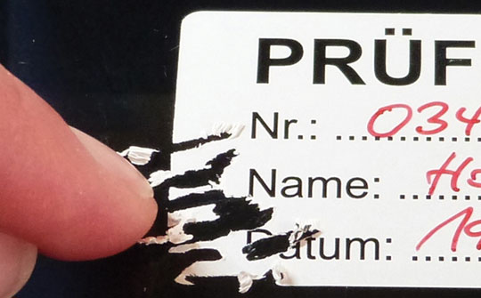 Individuelle Prüfsiegel, Tüv-Etiketten, Wartungsaufkleber Individuell bedruckte Prüf-Etiketten und Prüfsiegel, auch als Sicherheitssiegel