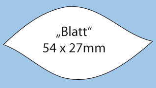 Etiketten in der Kontur eines spitz zulaufenden Blattes im Format 54x27mm