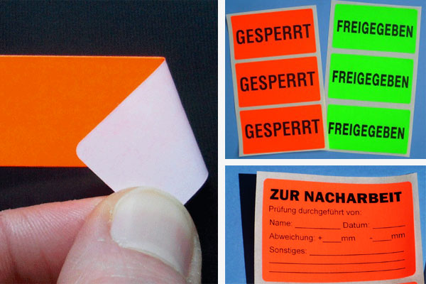 Temporäres Kennzeichnen und Markieren, z.B.  für Lager, Inventur, Verwaltung, Verkauf Leuchtfarbenetiketten in Tagesleuchtfarben mit wieder ablösbarem Klebstoff für temporäre Kennzeichnung