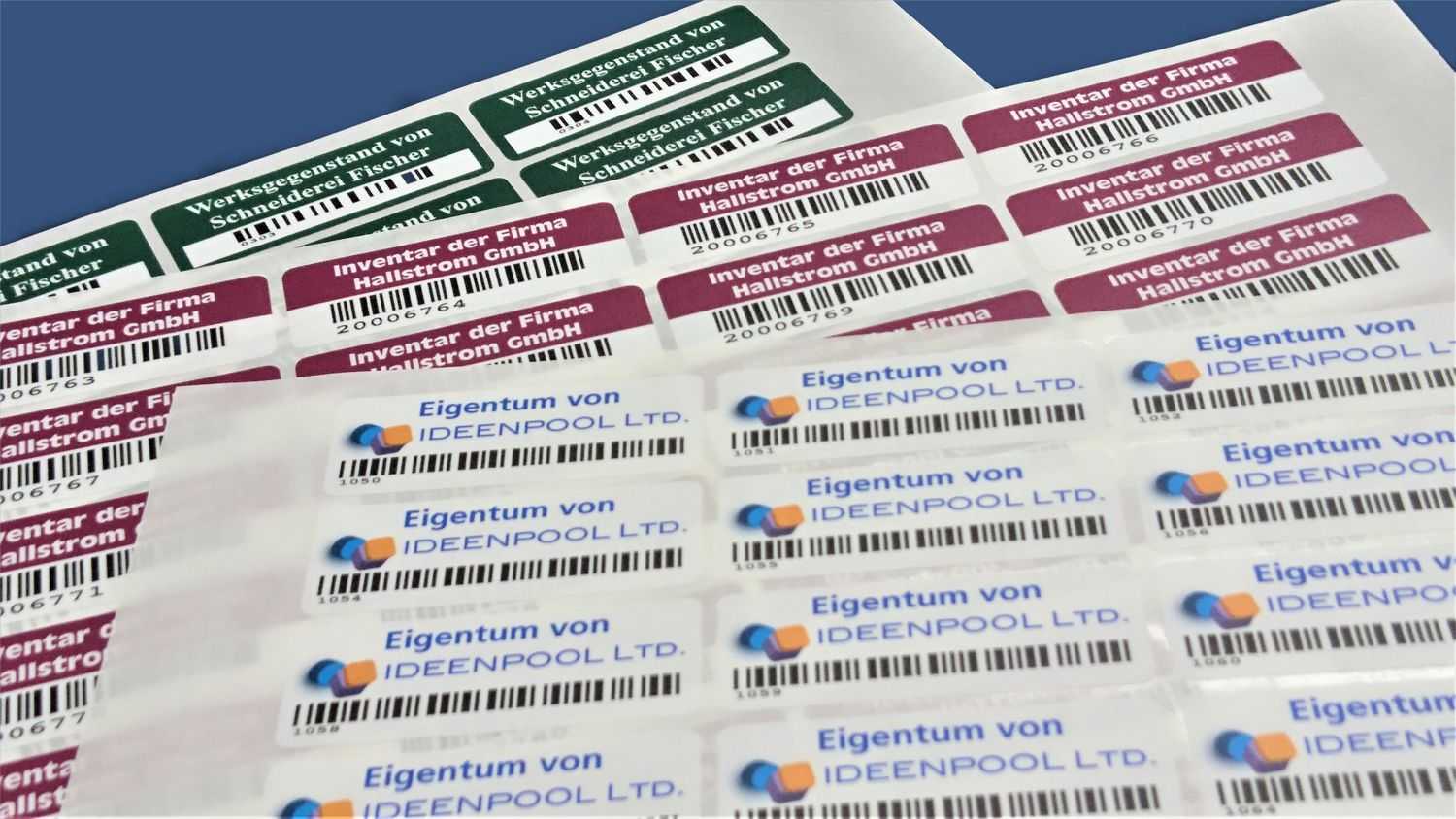 Individuelle Strichcode-Labels mit mehrfarbigem Aufdruck Mehrfarbig bedruckte Haftetiketten mit individuellem Barcode