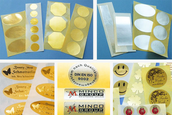 Metallic-Papiere - silber, gold, matt oder glänzend Alukaschierte, metallisierte Papieretiketten in gold oder silber, matt oder glänzend, für Produkte, Präsente, Werbung